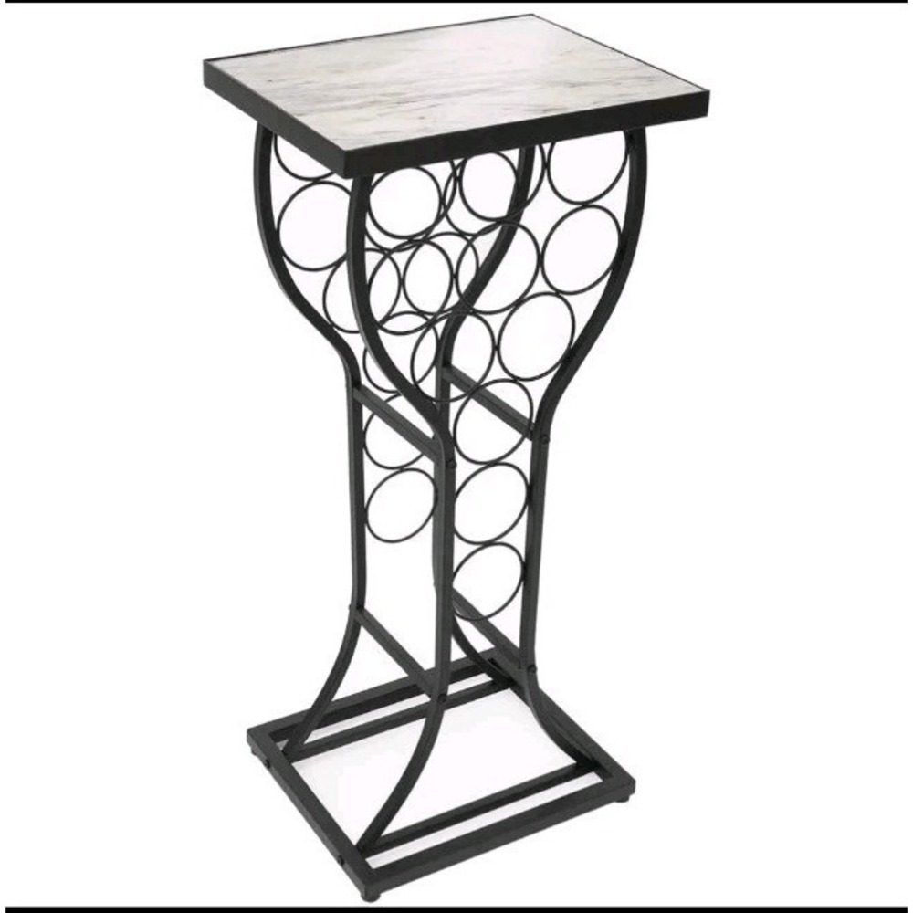 11 Bottle Wine Rack Holder White Top Marble Table Freestanding Wine Display